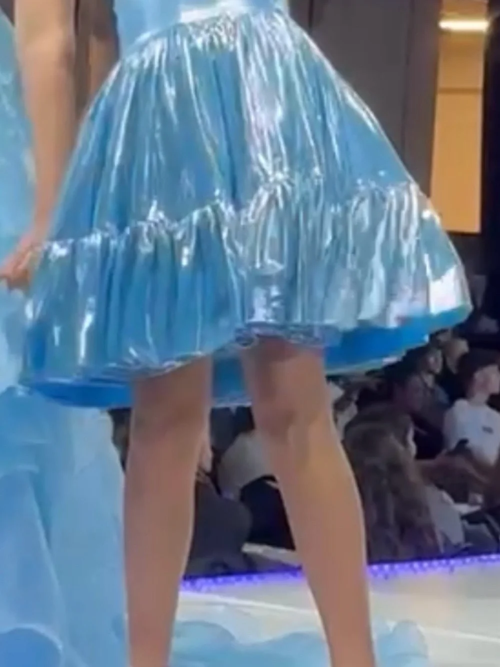 Jovani Shiny Light Blue Iridescent Party Dress